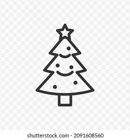 Vector illustration of christmas fir tree icon in dark color and transparent background(png).