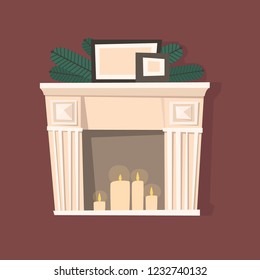Vector illustration with christmas fireplace.