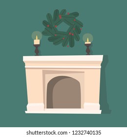 Vector illustration with christmas fireplace.