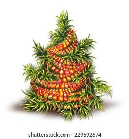 Vector illustration of Christmas fir-tree on white background.