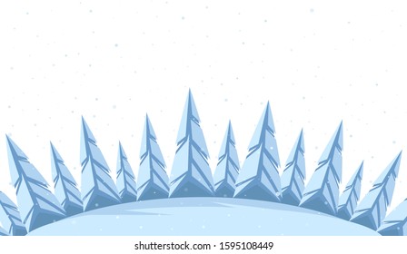 Vector illustration: Christmas flat winter background with snowy pine forest.