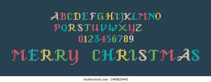 Vector illustration Christmas Font. Scandinavian style. Vector illustration