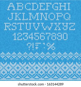 Vector Illustration of Christmas Font: Scandinavian style seamless knitted 