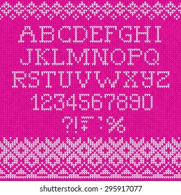 Vector illustration Christmas Font: Scandinavian style seamless knitted
