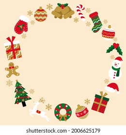 Vector illustration of Christmas frame (icon, seamless)