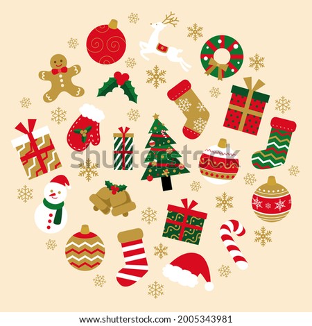 Vector illustration of Christmas frame (icon, seamless)