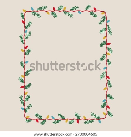 Vector illustration of a Christmas frame with plants.