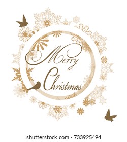 vector illustration of a Christmas frame with snowflakes and birds