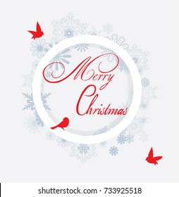 vector illustration of a Christmas frame with snowflakes and birds