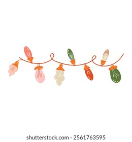 Vector illustration of a Christmas garland isolated on white background. Perfect for holiday decorations, greeting cards, invitations, and seasonal designs