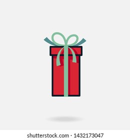 Vector illustration christmas gift box icon. Isolated flat design on white background. Editable stroke.