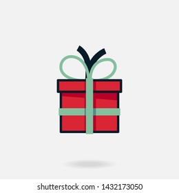 Vector illustration christmas gift box icon. Isolated flat design on white background. Editable stroke.