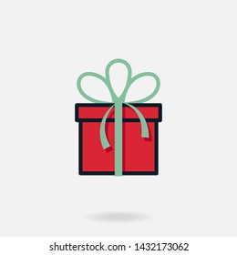 Vector illustration christmas gift box icon. Isolated flat design on white background. Editable stroke.