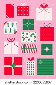 Vector illustration of Christmas gift boxes.