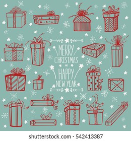 Vector illustration of christmas gift boxes