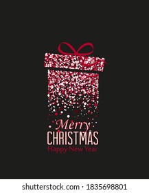 Vector illustration Christmas gift with dots. Merry Christmas card