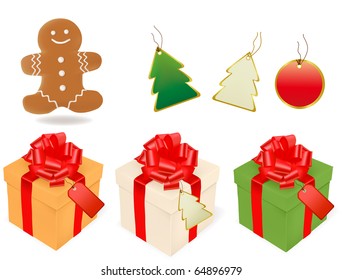 Vector illustration of christmas gifts and elements.