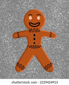 vector illustration of Christmas gingerbread cake decoration on snow background