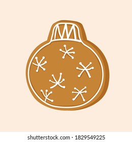 Ilustración vectorial con galleta de pan de jengibre de navidad de estilo plano. Alimentos dibujados a mano. Icono, símbolo, logotipo. Dulces de vacaciones.