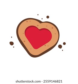 Vector illustration of a Christmas gingerbread. Christmas cookies in the shape of hearts on a white background.