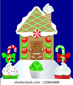 Vector Illustration of a Christmas Gingerbread House.