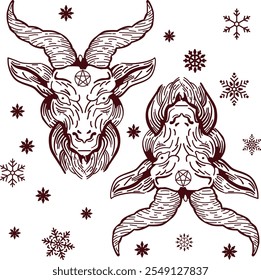 vector illustration of christmas goat, motif