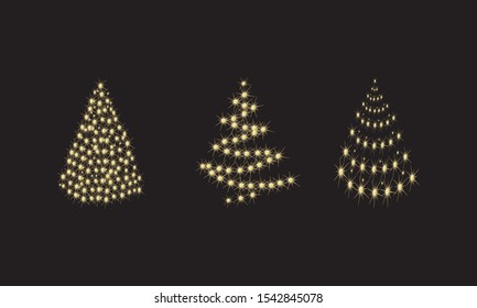 Vector illustration of Christmas golden tree on black background
im a year.