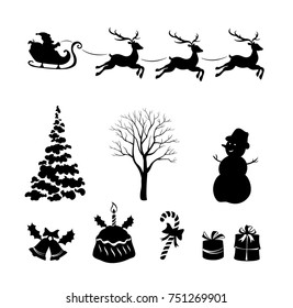 Vector illustration of Christmas graphic elements, isolated on white background, easy to edit color