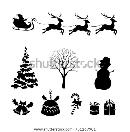 Vector illustration of Christmas graphic elements, isolated on white background, easy to edit color