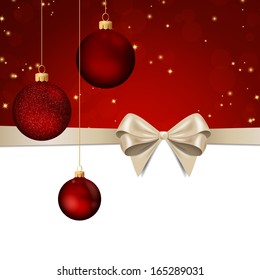 Vector Illustration of a Christmas Greeting Card with Bow