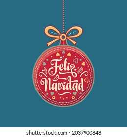 Vector illustration of a Christmas greeting card in Spanish Christmas in different languages Feliz Navidad Hispanic Winter Christian Holiday