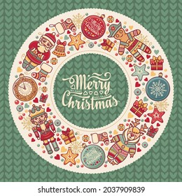 Vector illustration of a Christmas greeting card in vintage style Christmas Weihnachten Noel Christmas Christmas Garland Happy Chrismas vector greeting card