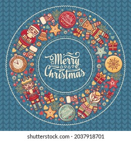 Vector illustration of a Christmas greeting card in vintage style Christmas Weihnachten Noel Christmas Christmas Garland Happy Chrismas vector greeting card