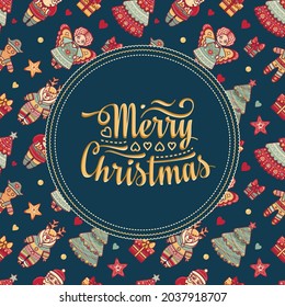 Vector illustration of a Christmas greeting card in vintage style Christmas Weihnachten Noel Christmas Christmas Garland Happy Chrismas vector greeting card