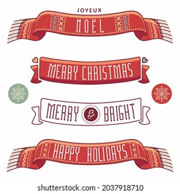 Vector illustration of a Christmas greeting card in vintage style Christmas Weihnachten Noel Christmas Christmas Garland Happy Chrismas vector greeting card