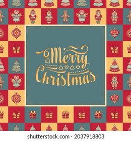 Vector illustration of a Christmas greeting card in vintage style Christmas Weihnachten Noel Christmas Christmas Garland Happy Chrismas vector greeting card