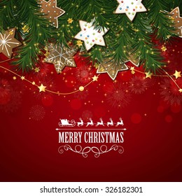 Vector Illustration of a Christmas Greeting Card with Christmas Cookies