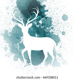 Vector Illustration of a Christmas Greeting Card with Reindeer