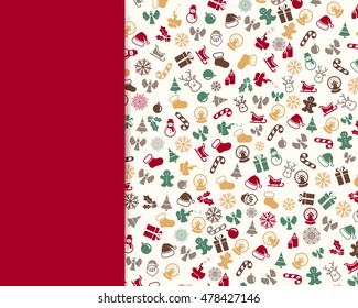 Vector Illustration of a Christmas Greeting Card with Decorative Design Elements