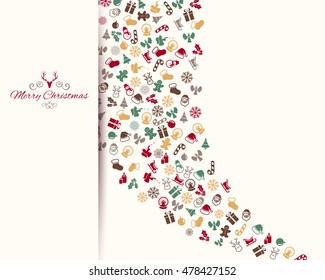 Vector Illustration of a Christmas Greeting Card with Decorative Design Elements