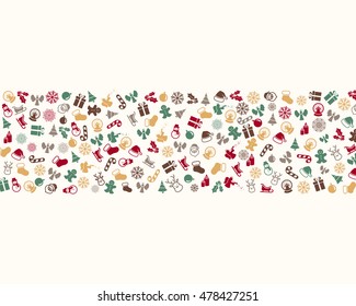 Vector Illustration of a Christmas Greeting Card with Decorative Design Elements