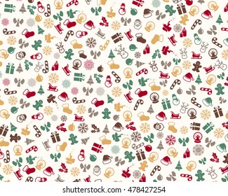 Vector Illustration of a Christmas Greeting Card with Decorative Design Elements