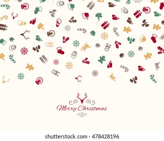 Vector Illustration of a Christmas Greeting Card with Decorative Design Elements