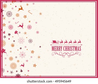 Vector Illustration of a Christmas Greeting Card with Decorative Design Elements