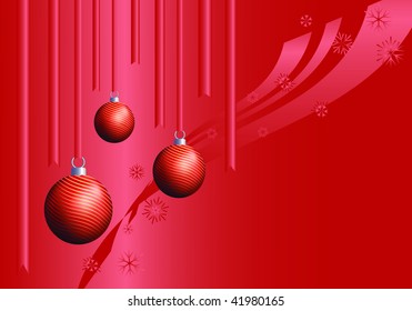 Vector illustration christmas greeting with red balls