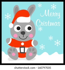 Vector illustration for christmas greetings card design with a cute little bunny