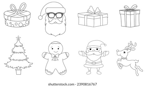 Ilustración vectorial Patrón dibujado a mano por Navidad con diferentes elementos de color