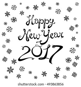 Vector illustration Christmas and Happy New Year. Blurred background. Falling snow. Wallpaper. EPS 10. 2017 art