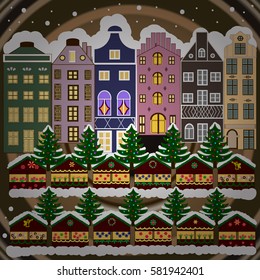 Vector illustration. Christmas and Happy New Year greeting card.