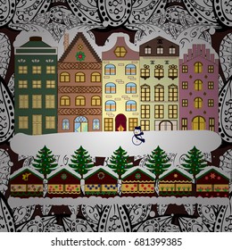 Vector illustration. Christmas and Happy New Year greeting card. Holidays Vector illustration.